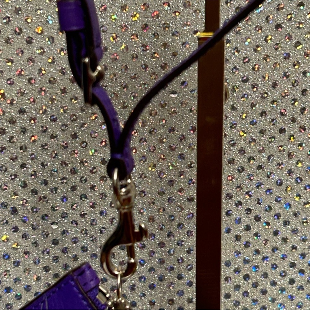 NWOT Coach Purple Leather Wristlet with Tassel Design - Picture 8 of 14